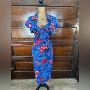Deadly Dames Malibu blue sarong dress with bolero NWOT both medium